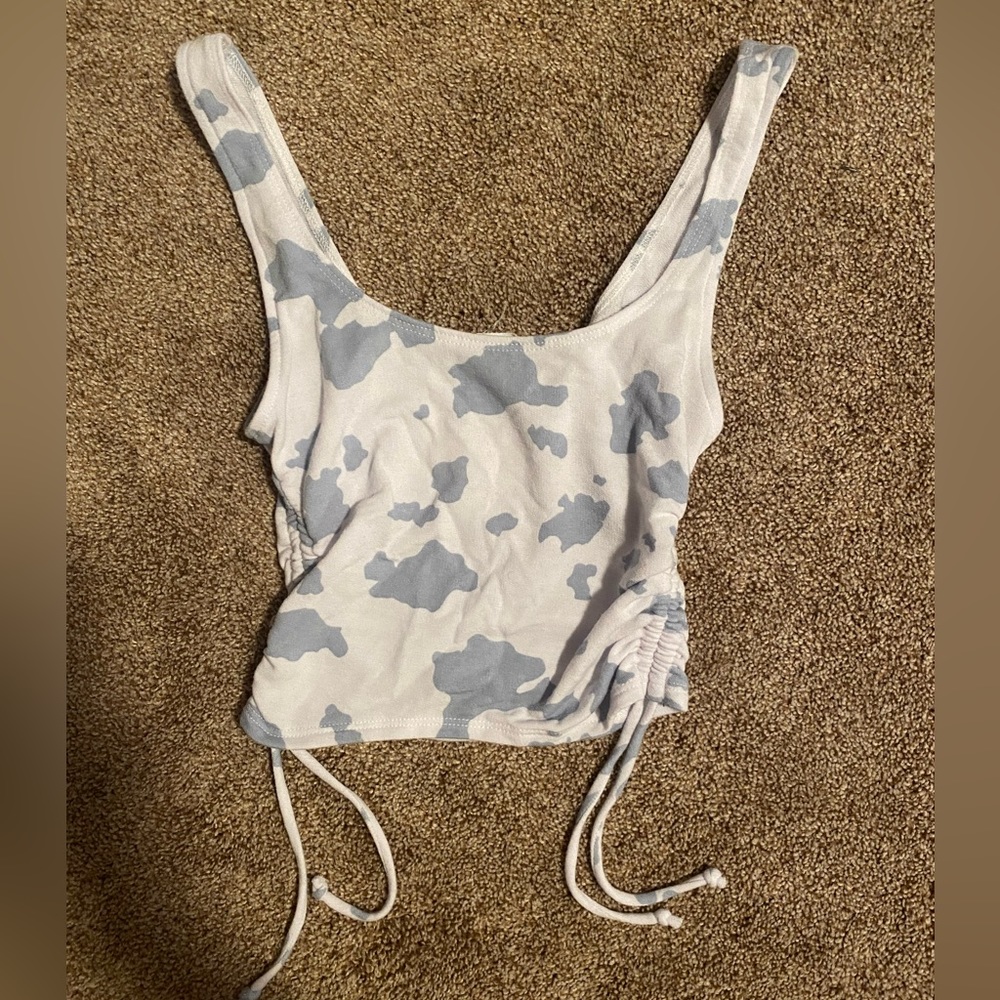 Blue/White Cow Print Tank